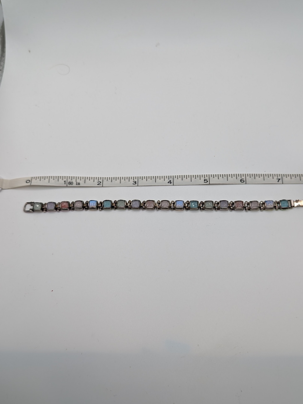 Multicolor Natural Stone And Silver Link Bracelet